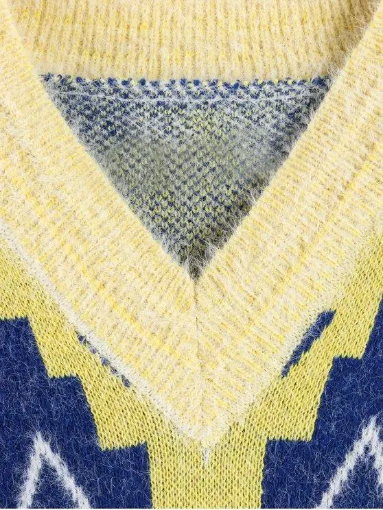 Geometric Drop Shoulder Longline Sweater