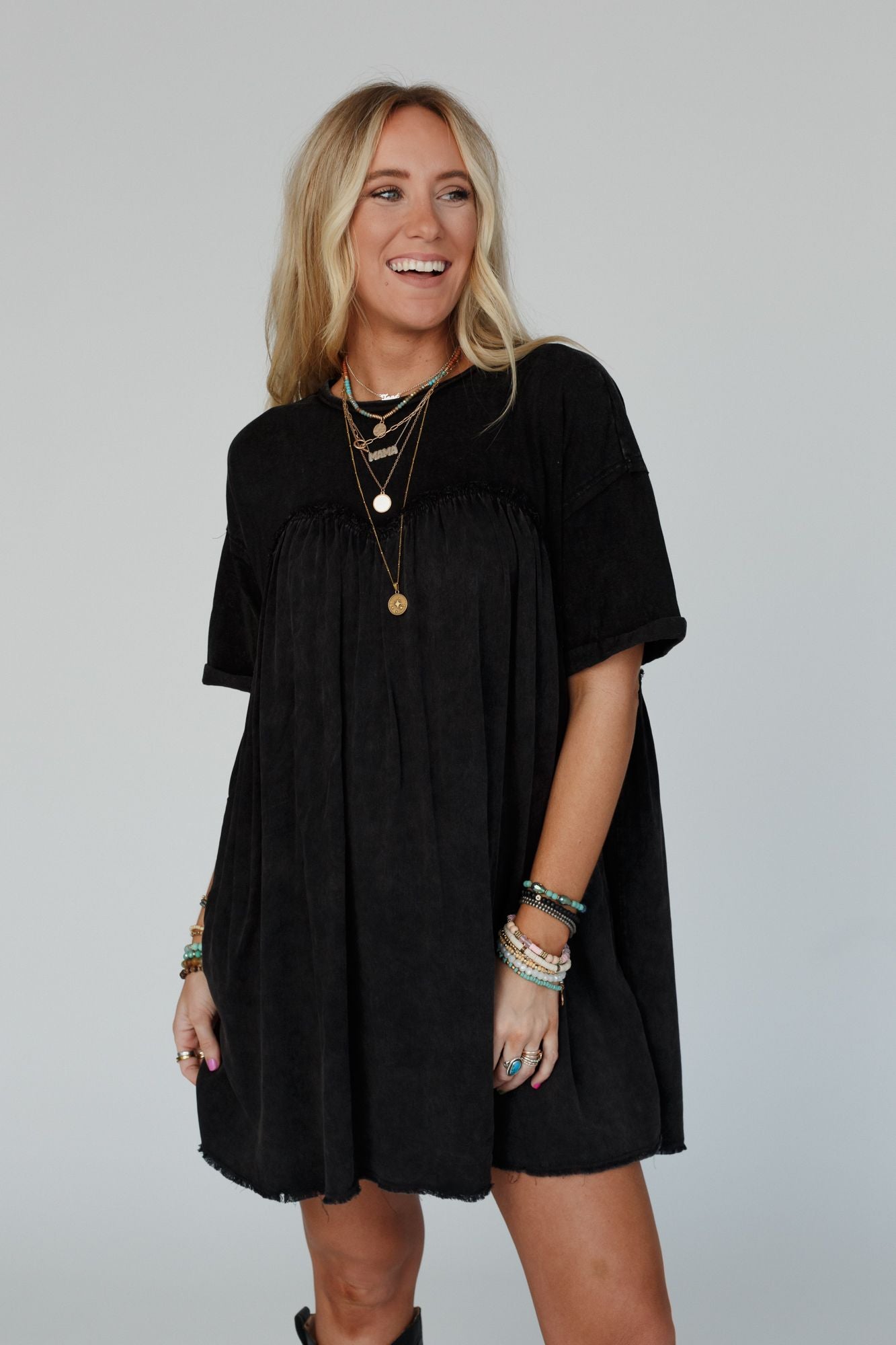 Keep In Touch Tunic Dress - Black