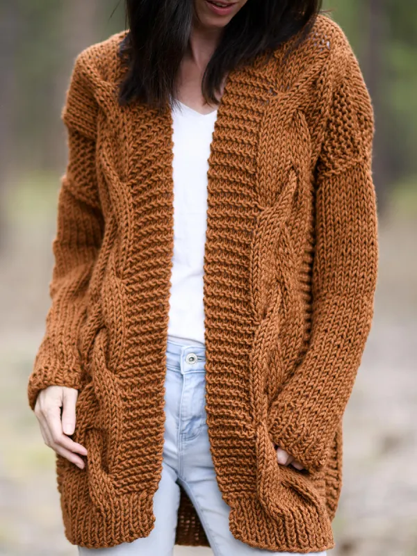 Twisted Knitted Long Sleeve Sweater Coat
