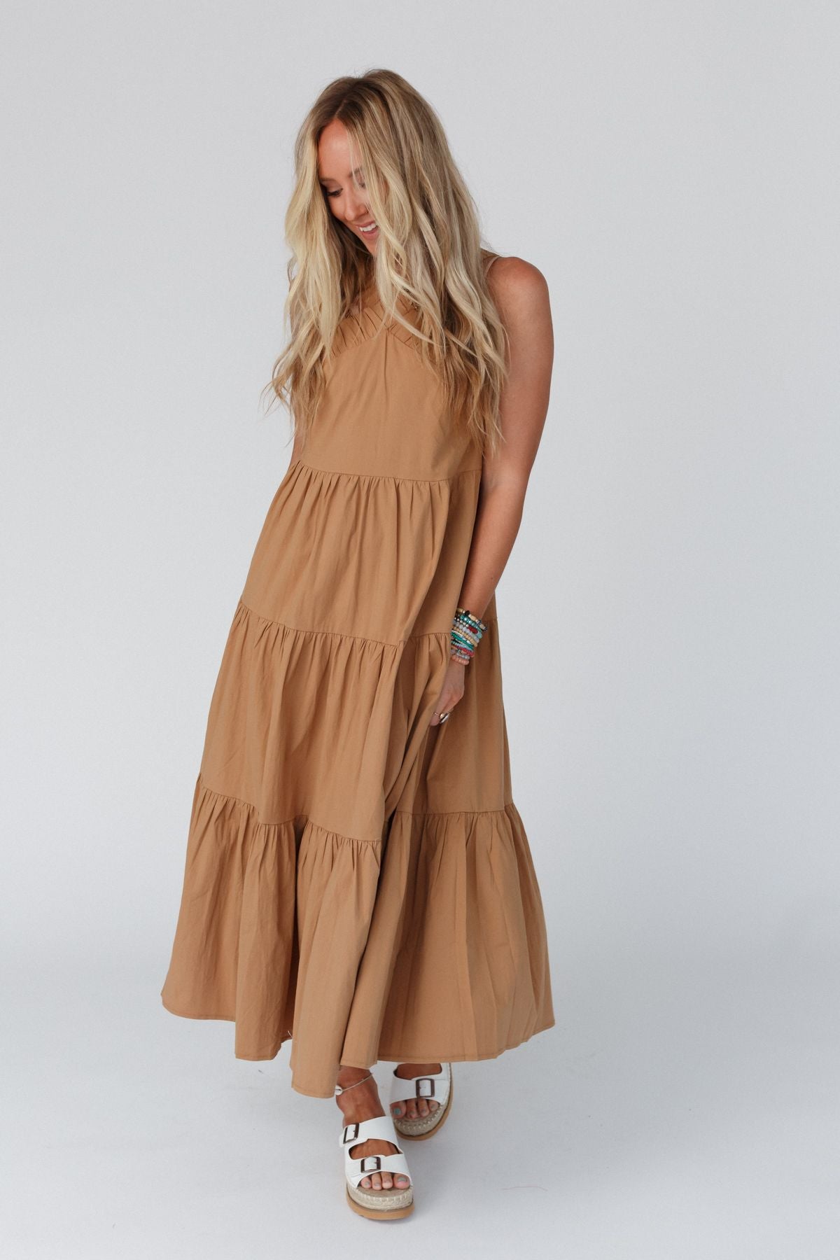 Sun Blissed Tiered Dress - Taupe