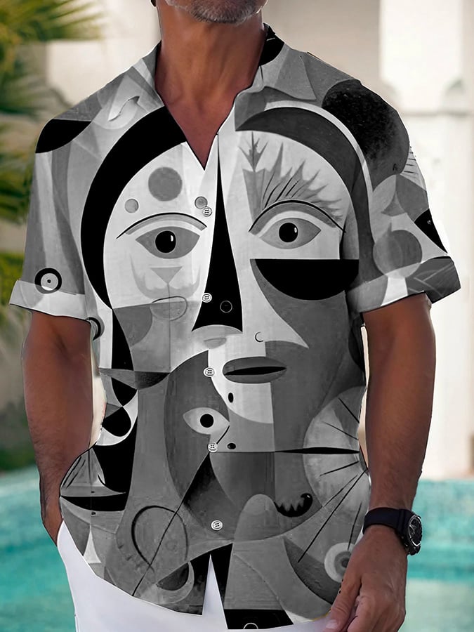 Fashion Casual Art Print Men'S Short-Sleeved Shirt