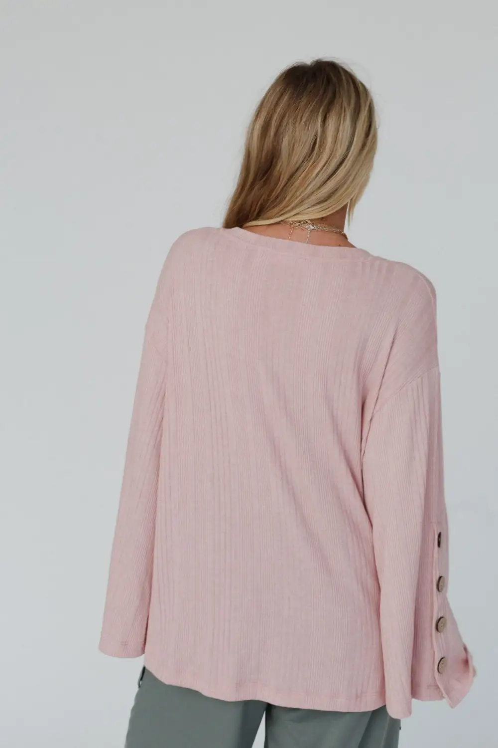 French Cafe Ribbed Knit Sweater Top - Mauve
