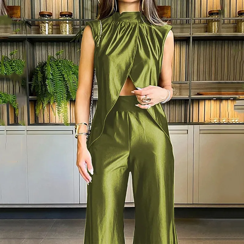Summer slit loose slightly flared slim fit casual two-piece set