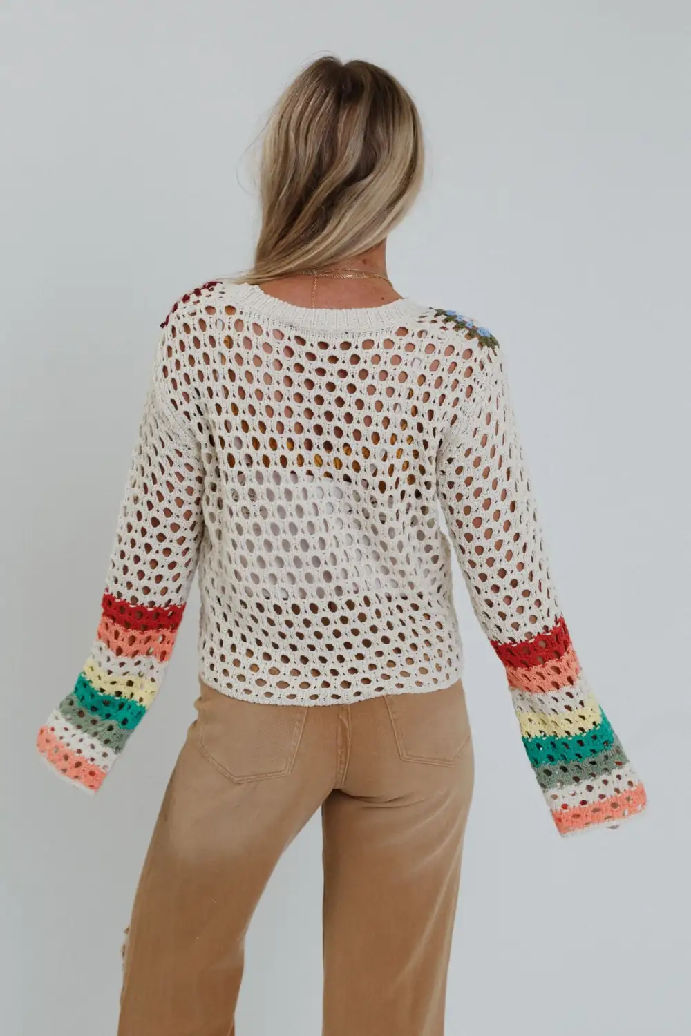 Flower Drops Crochet Sweater - Ivory