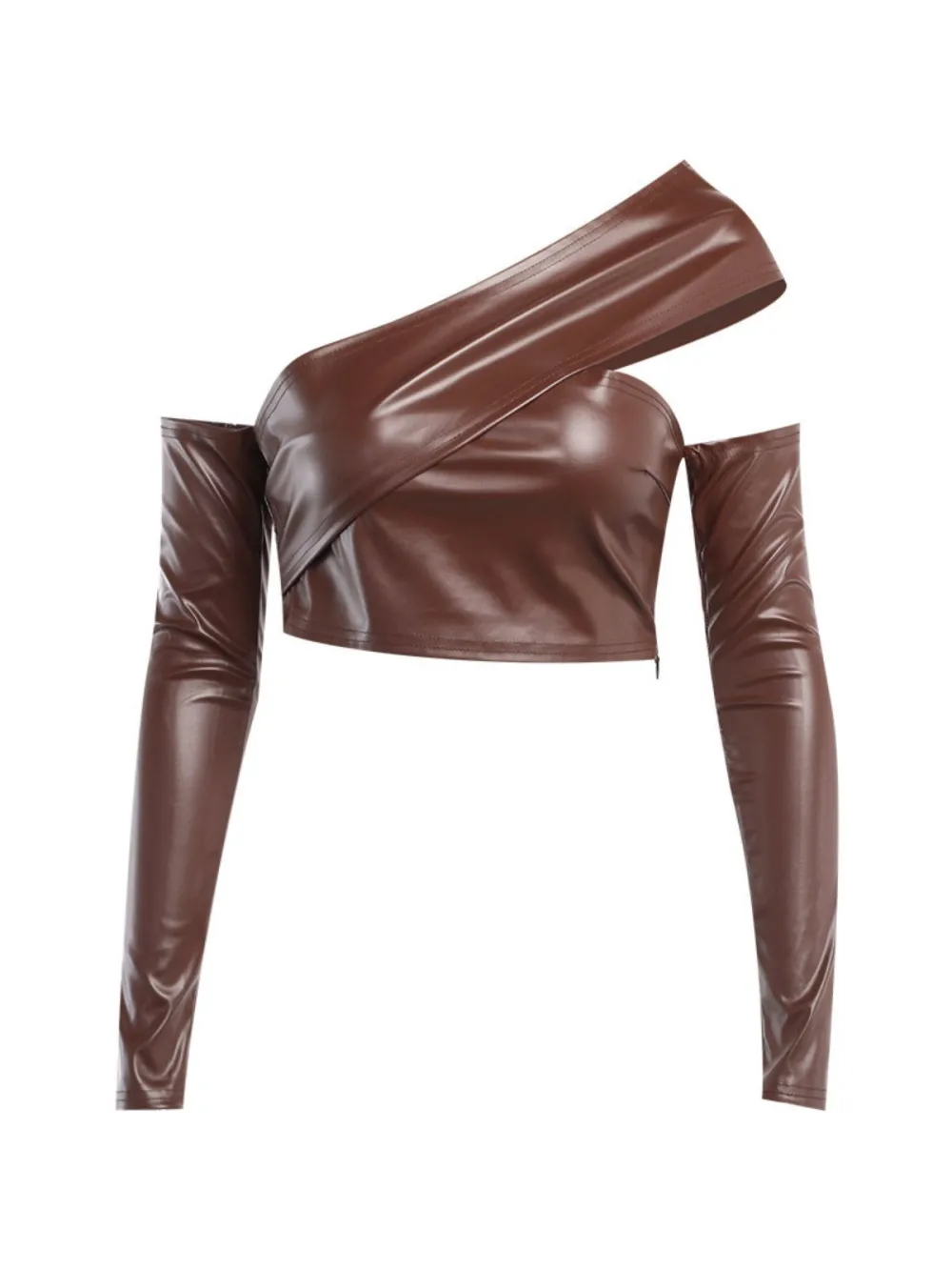 Fenna One Shoulder Leather Skirt Set