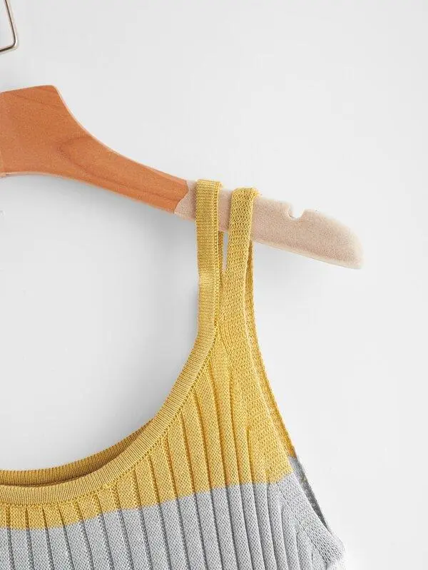 Color Block Rib-knit Cami Top