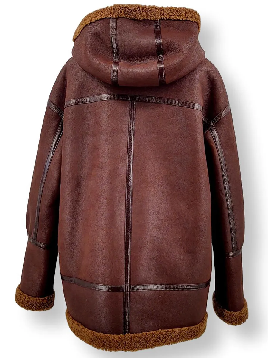 Woolen sheepskin double-sided patchwork leather jacket overcoat