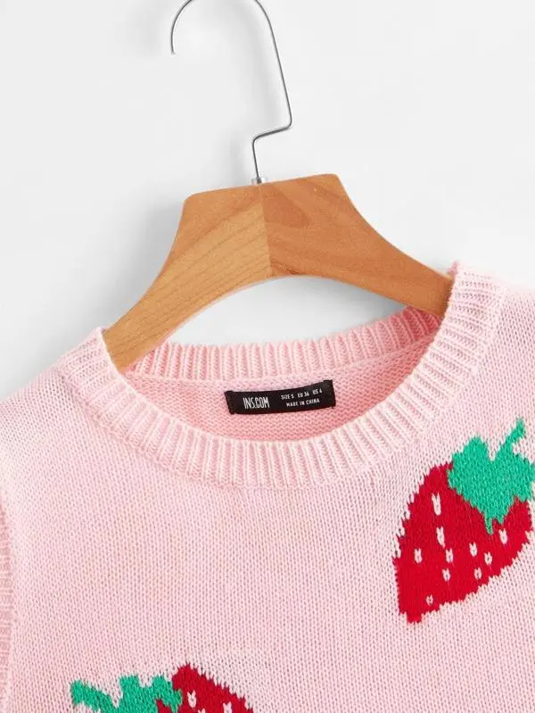 Strawberry Pattern Sweater Vest