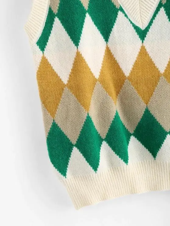 Argyle Knitted Preppy Sweater Vest