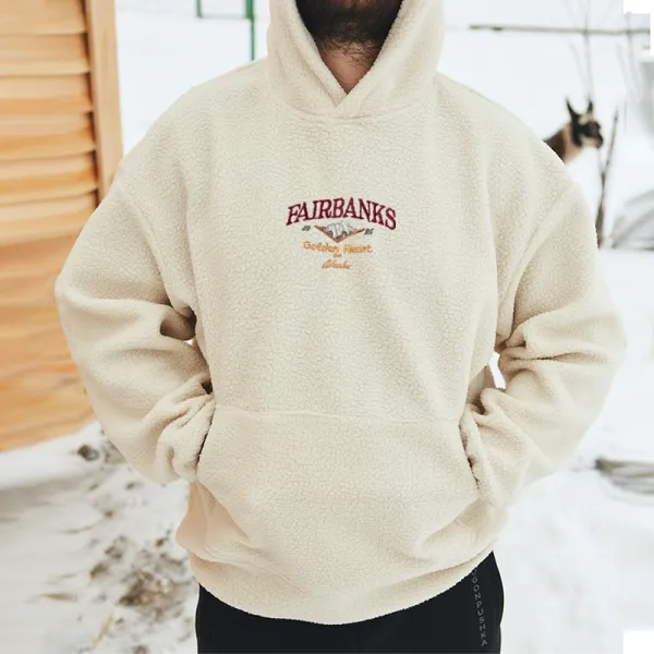 Men's Fashion 'Fairbanks' Embroidered Sherpa Sweatshirt