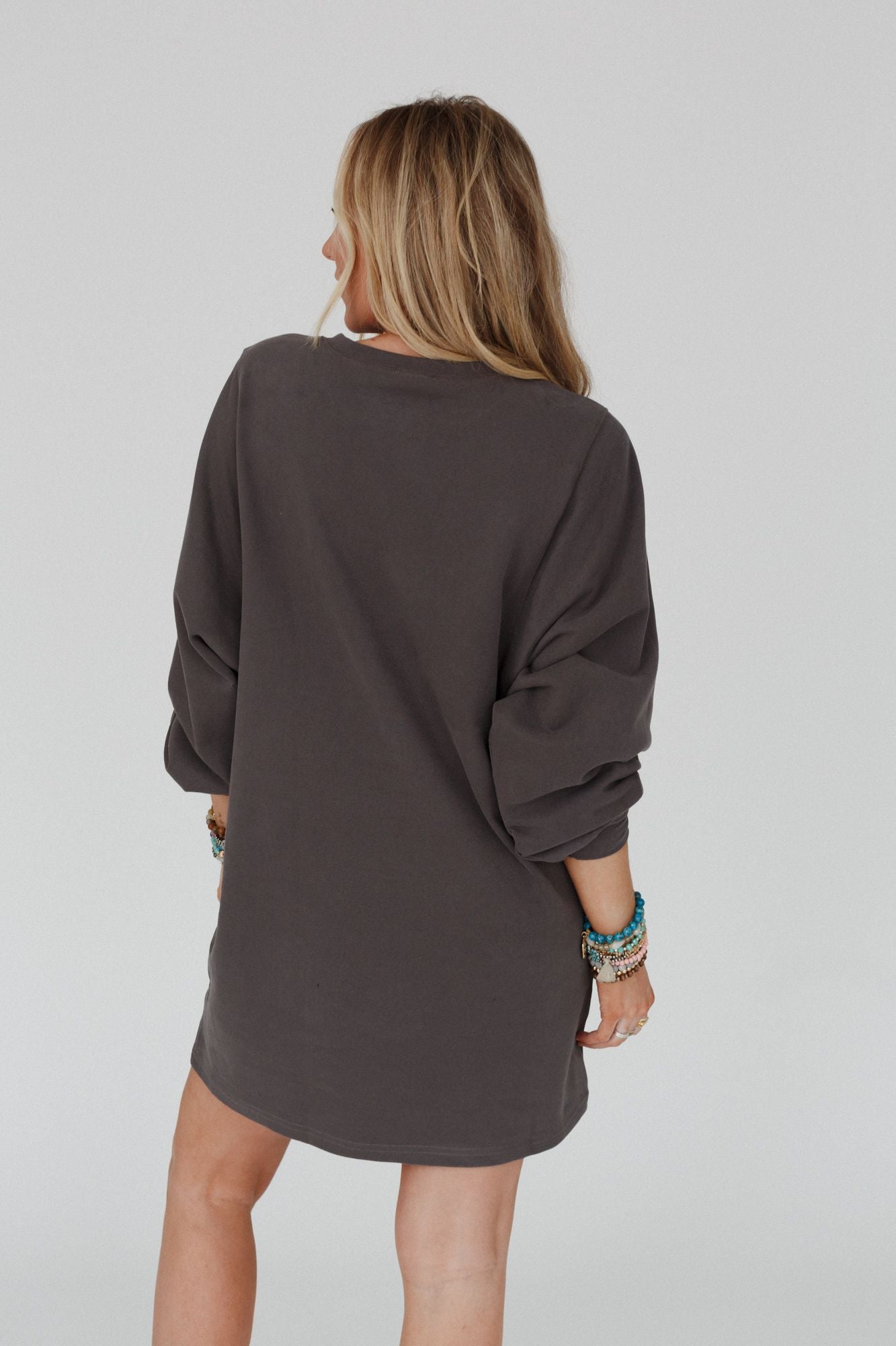 Walk In Love Pocketed Crew Neck Tunic - Ash