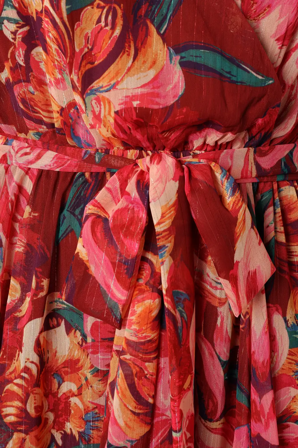 Goldie Longsleeve Midi Dress - Red Floral