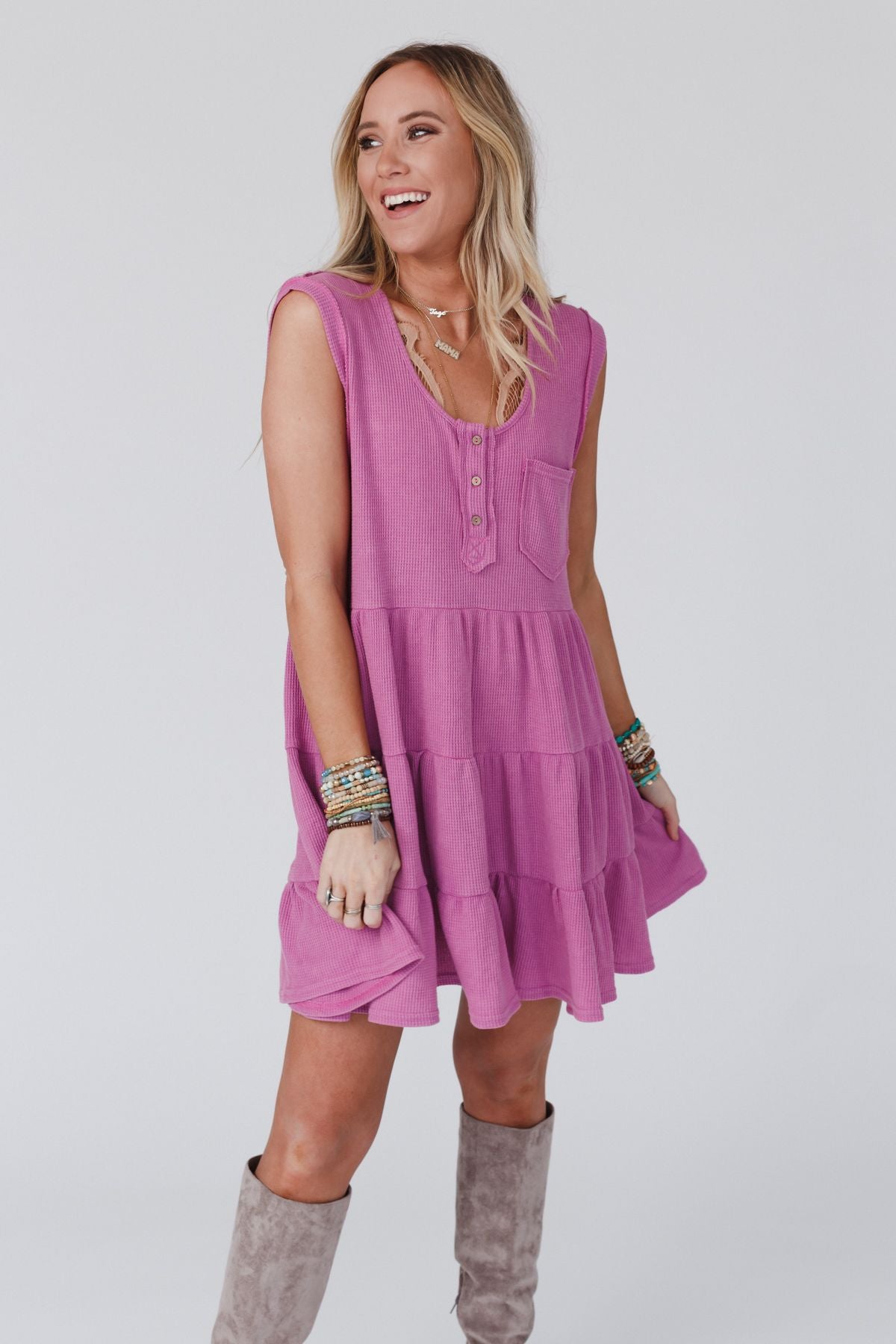 Hudson Tiered Ruffle Dress - Pink