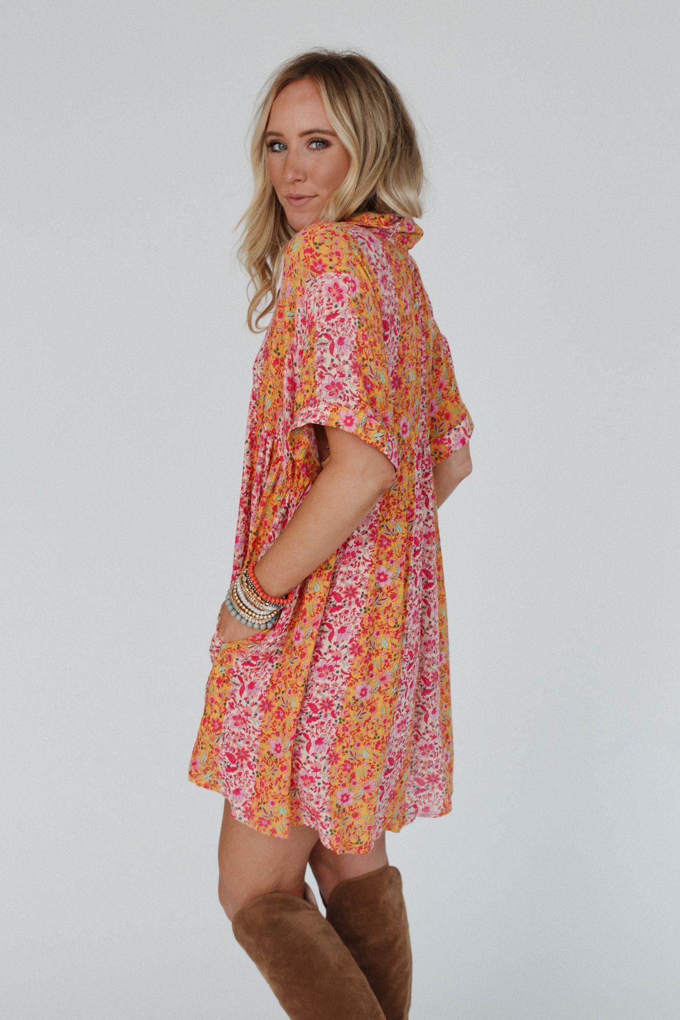 Eralyn Floral Tunic Dress - Apricot