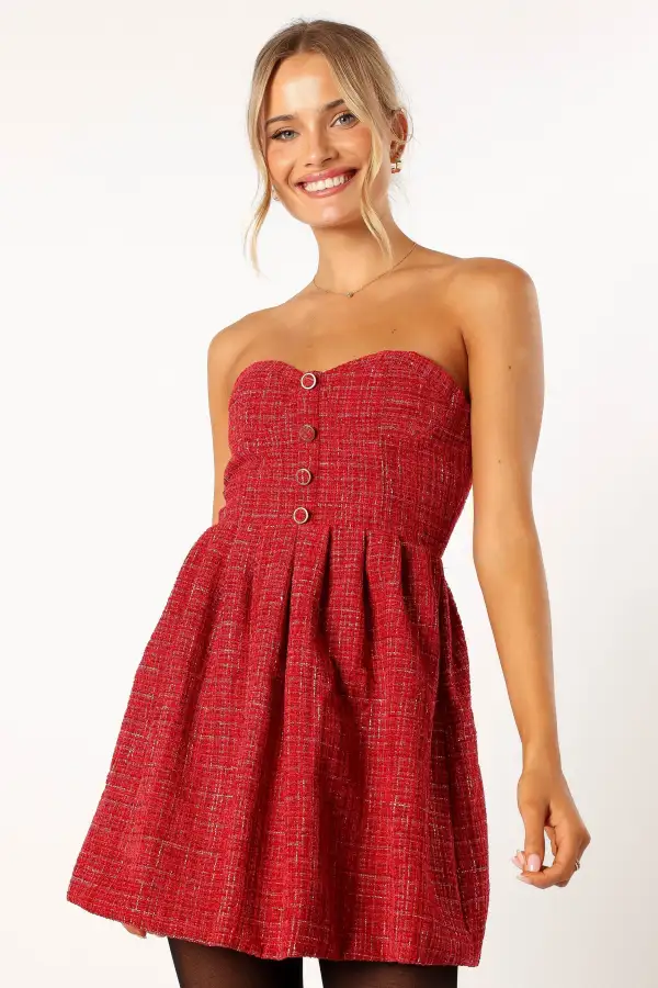 Dasher Strapless Mini Dress - Red