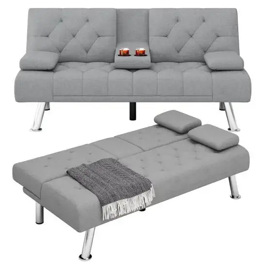 Reposabrazos derecho para sofá cama modular de 2 plazas gris claro