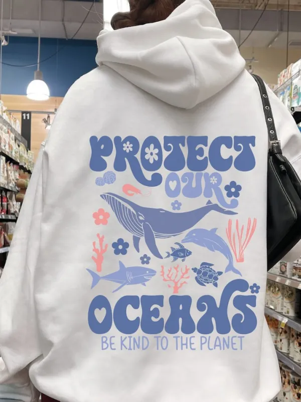 Protect Our Oceans Trendy Surfing Hoodie