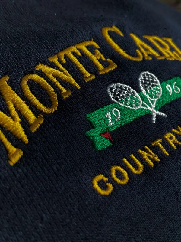 Monte Carlo Vintage Sweatshirt, Embroidered Tennis Crewneck, Monaco Sweater