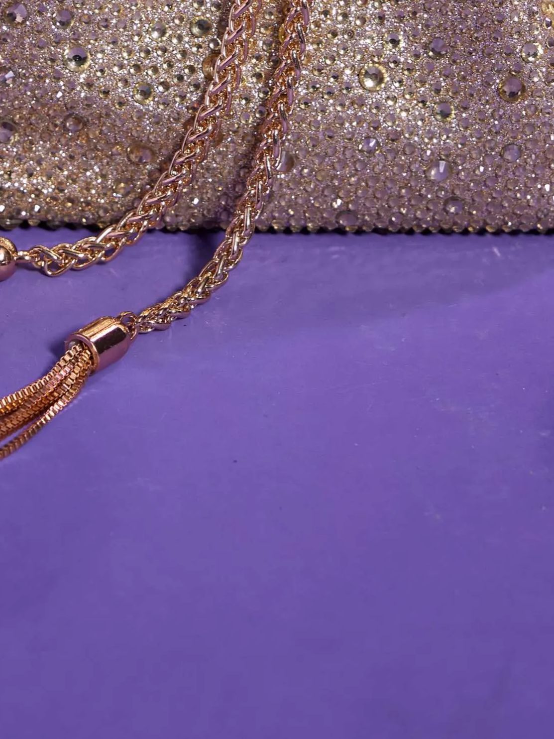 Mattea Crystal Embellished Heels And Bucket Bag Set In Gold