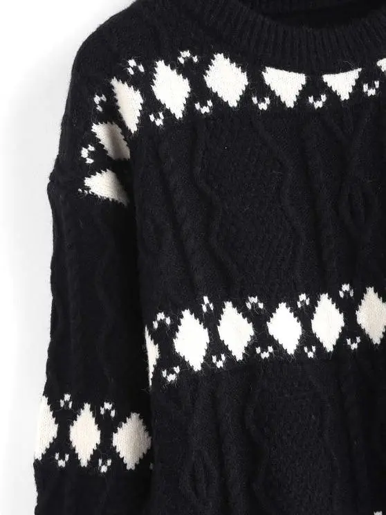 Argyle Graphic Cable Knitted Sweater