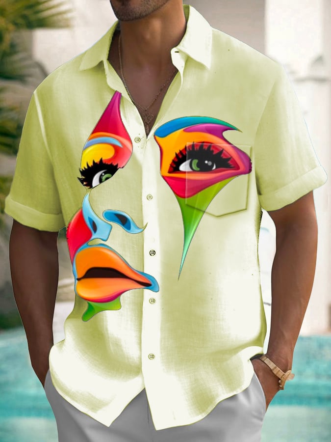 Fashion Art Portrait Print Men's Shirt