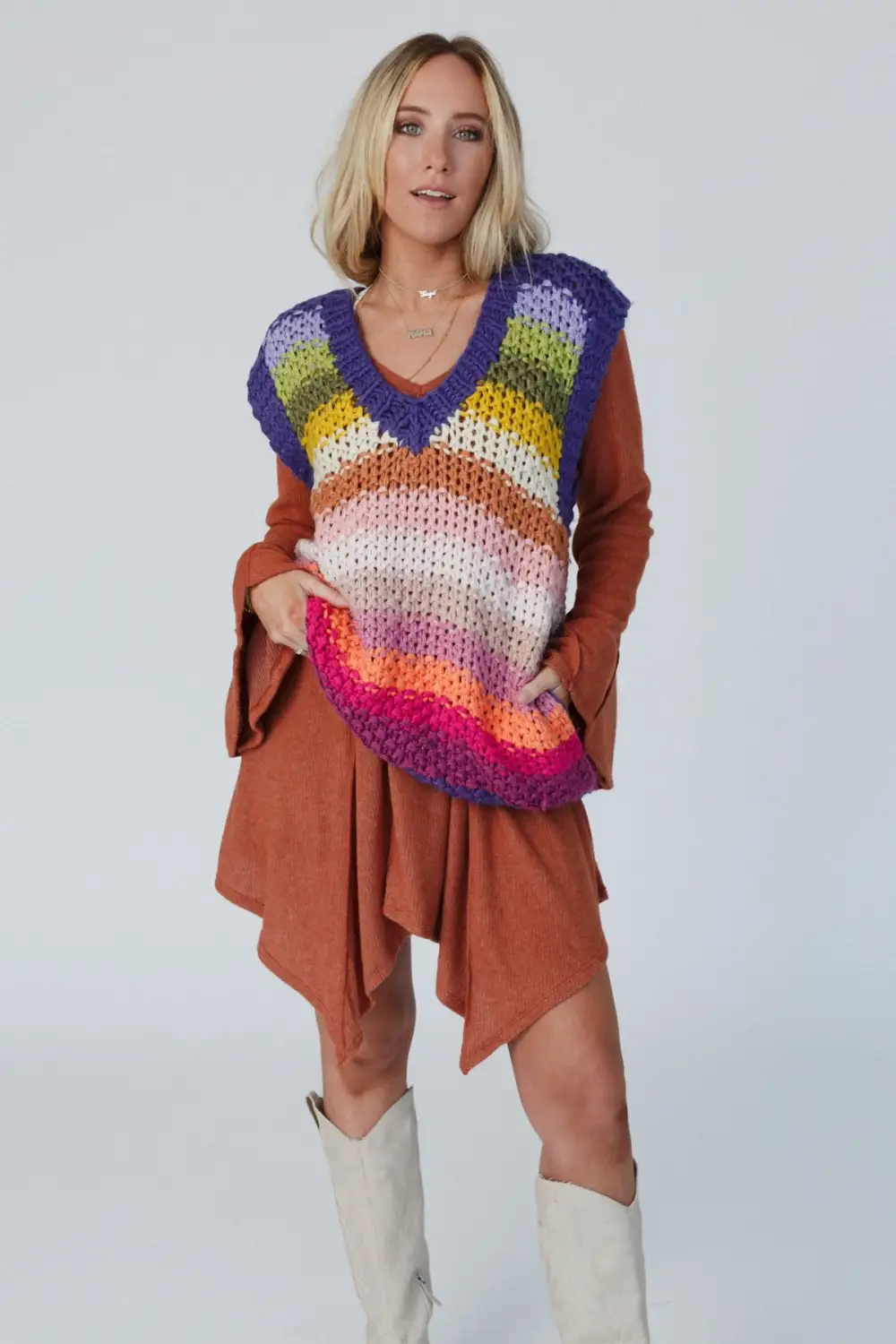 Wrapped Up In Color Knit Vest - Multi