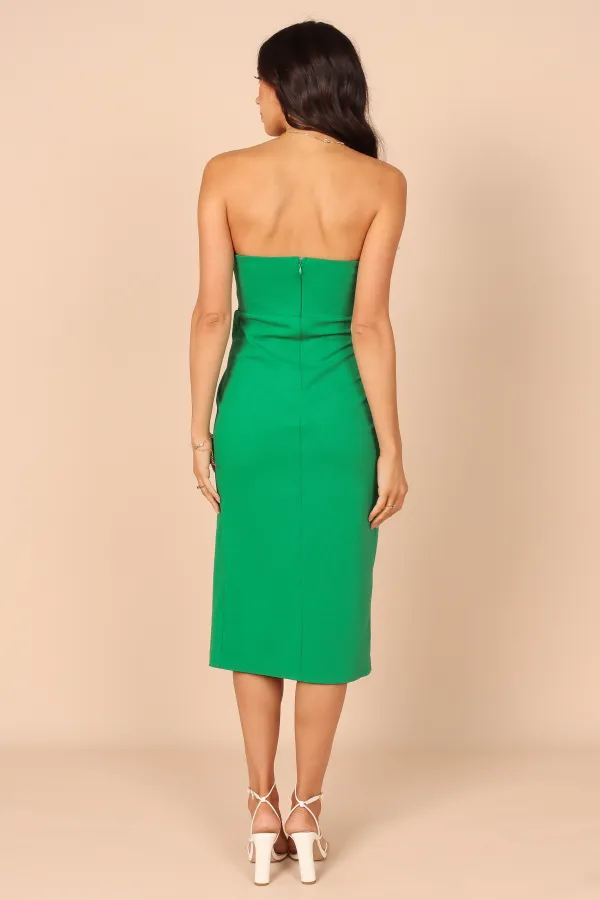 Nerene Strapless Midi Dress - Green