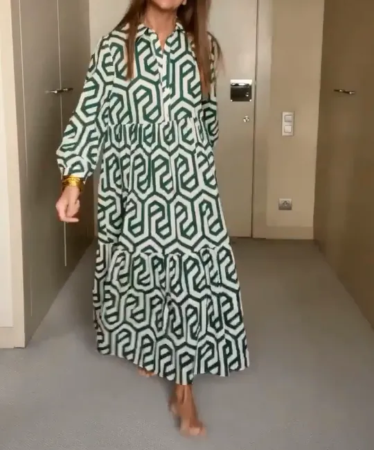 Geometric Pattern Printed Midi Dress