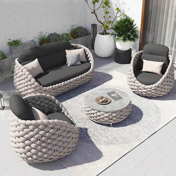 🎉VENTA DE ÚLTIMO DÍA 50% DE DESCUENTO🎉-Juego de sofás de exterior de cuatro piezas (necesario para jardín y patio)
