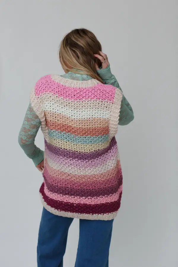Wrapped Up In Color Knit Vest - Pink Multi
