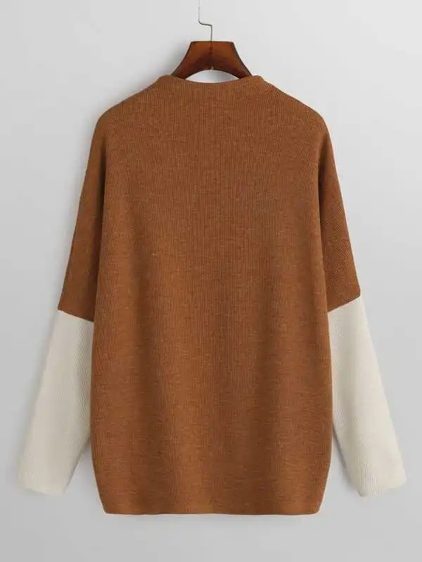 Two-Tone Mixed Knit Sweater