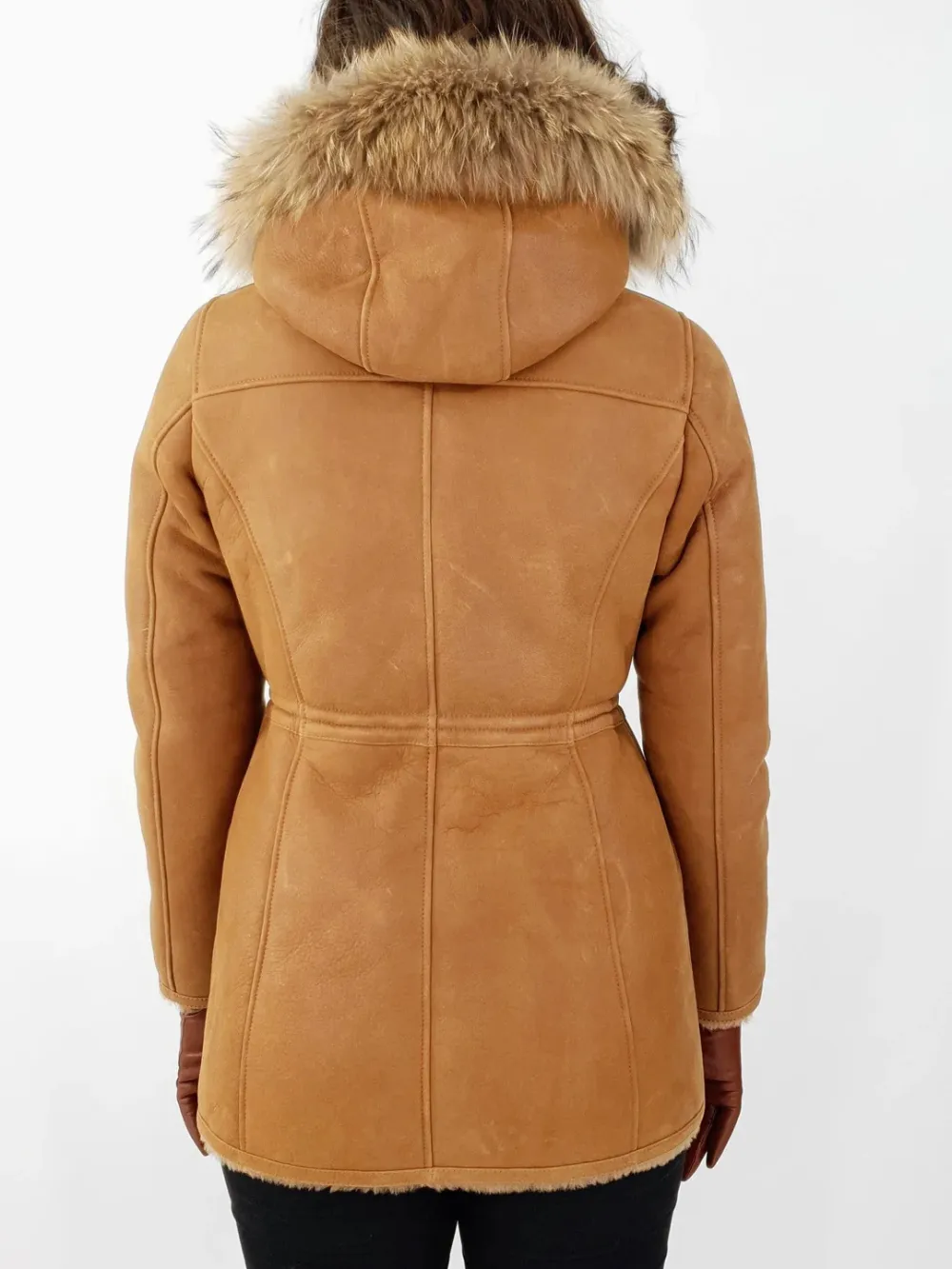 Woolen sheepskin drawstring waist double sided jacket jacket jacket