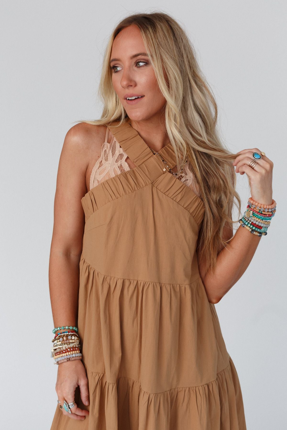 Sun Blissed Tiered Dress - Taupe
