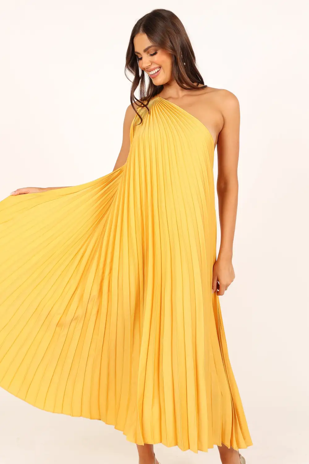 Cali One Shoulder Midi Dress - Saffron