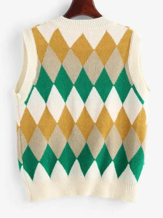 Argyle Knitted Preppy Sweater Vest