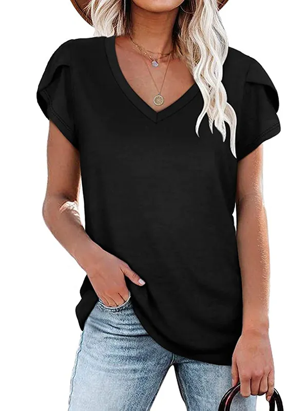 8 Colors Casual Solid Color Short Sleeves T-Shirt Top