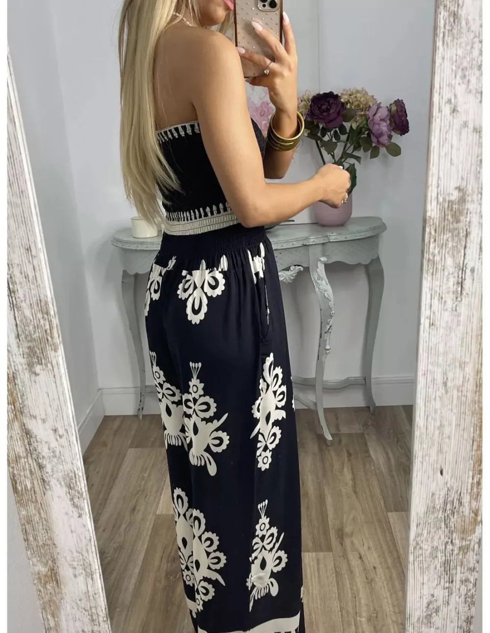 Summer sexy printed chest wrap jumpsuit