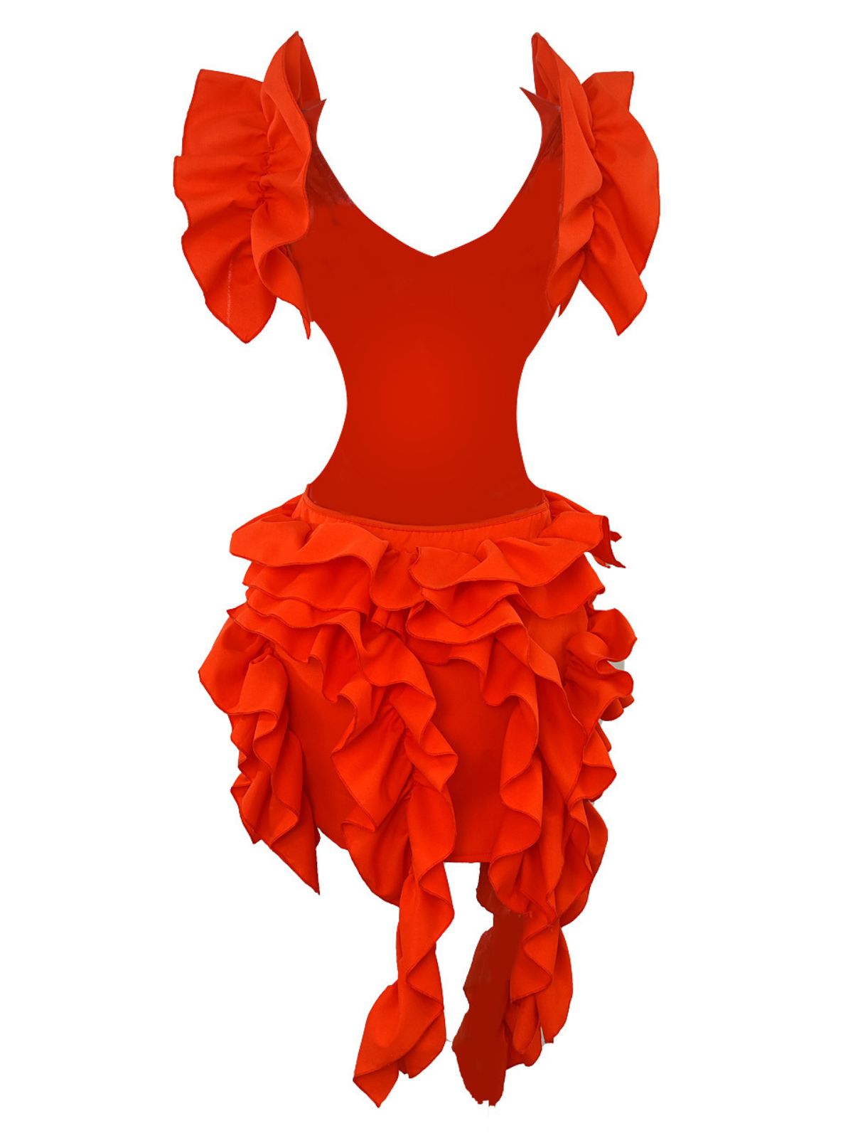 Margie Cutout Ruffle Tiered Dress  In Orange