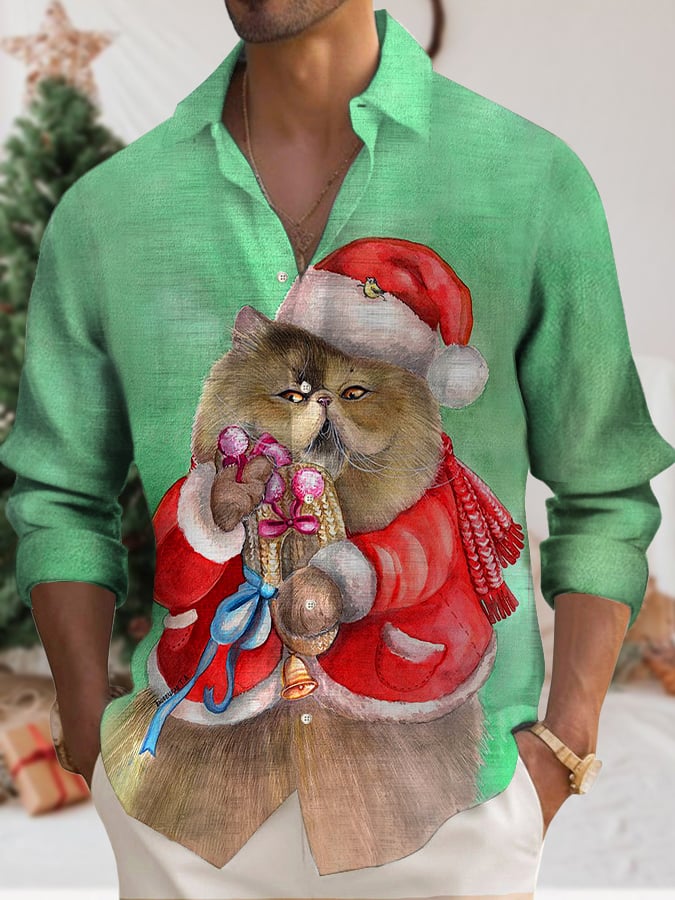 Men's Casual Christmas Printed Shirt