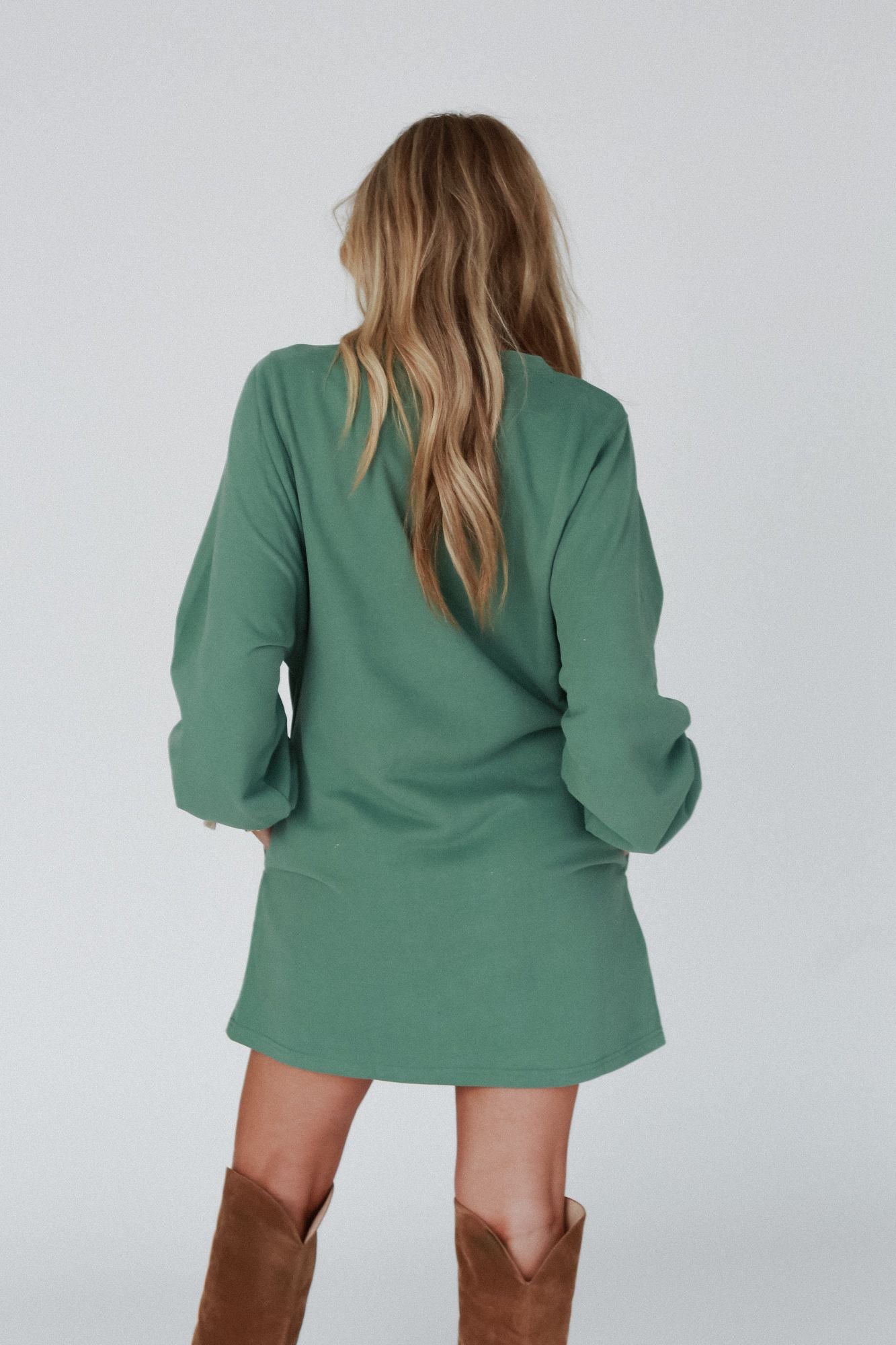 Walk In Love Pocketed Crew Neck Tunic - Green