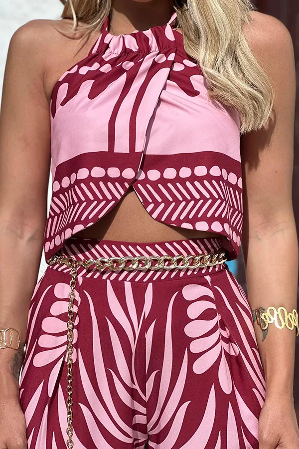 Halter Top Two-piece Sexy Printed Suit