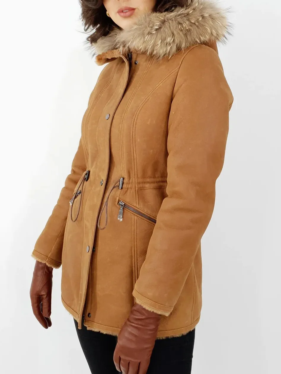 Woolen sheepskin drawstring waist double sided jacket jacket jacket
