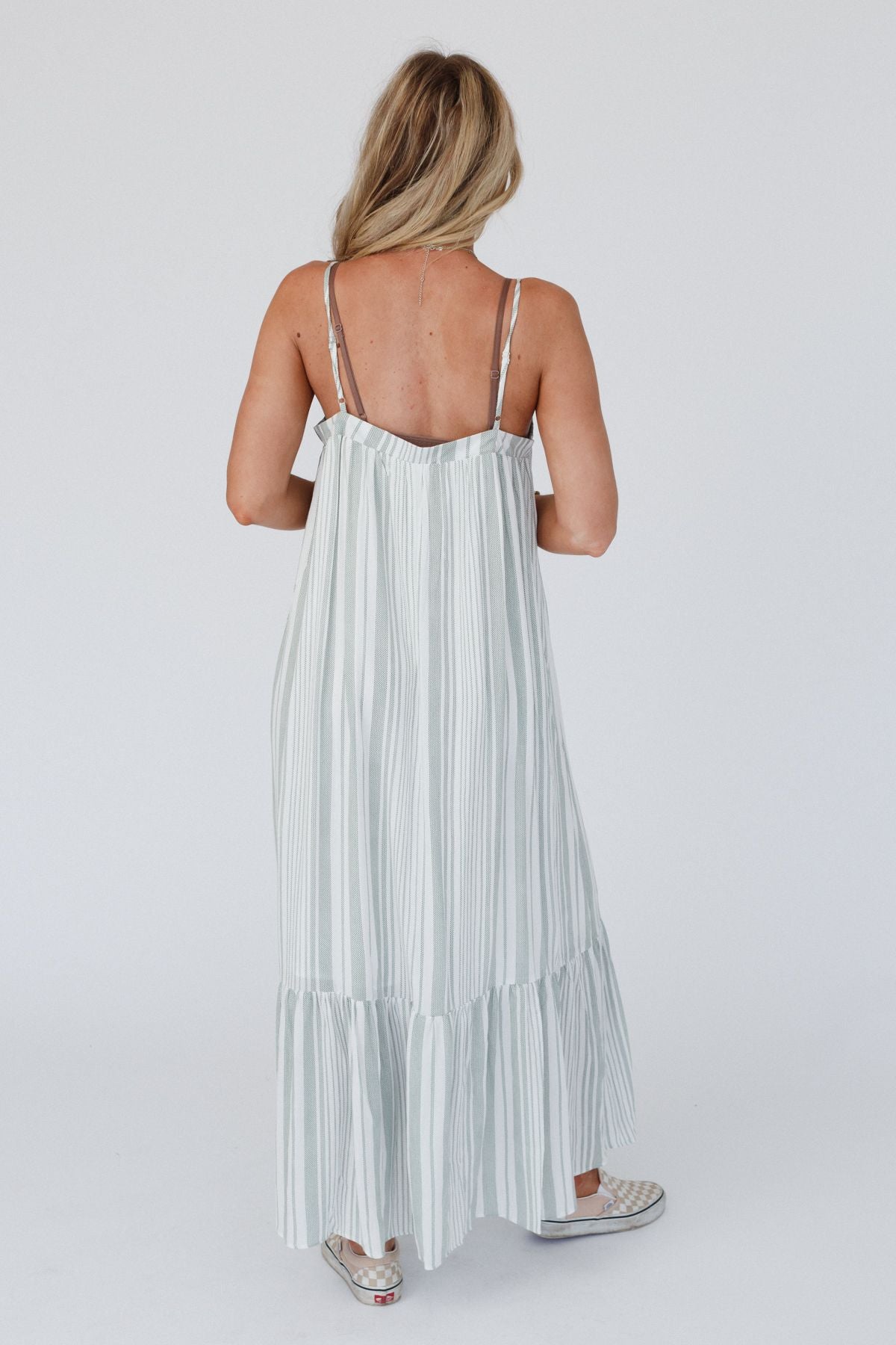 Domenica Striped Maxi Dress - Sage