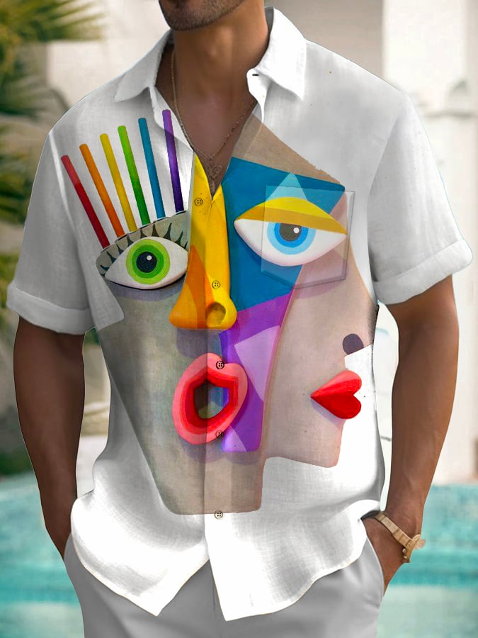 Fashion Art Portrait Print Men's Shirt
