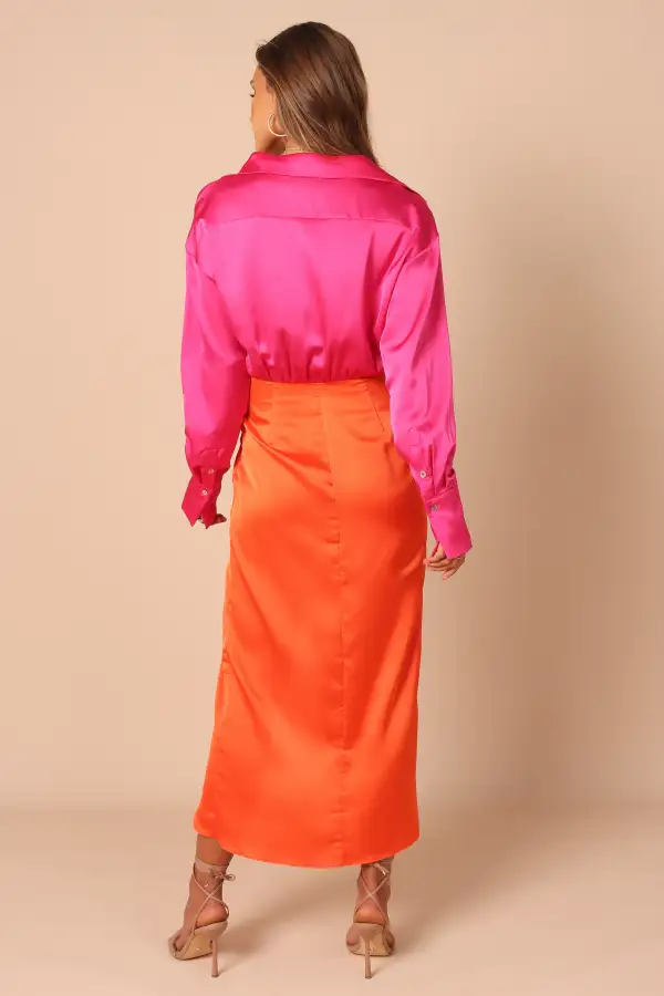 Austin Colourblock Wrap Dress - Pink/Orange