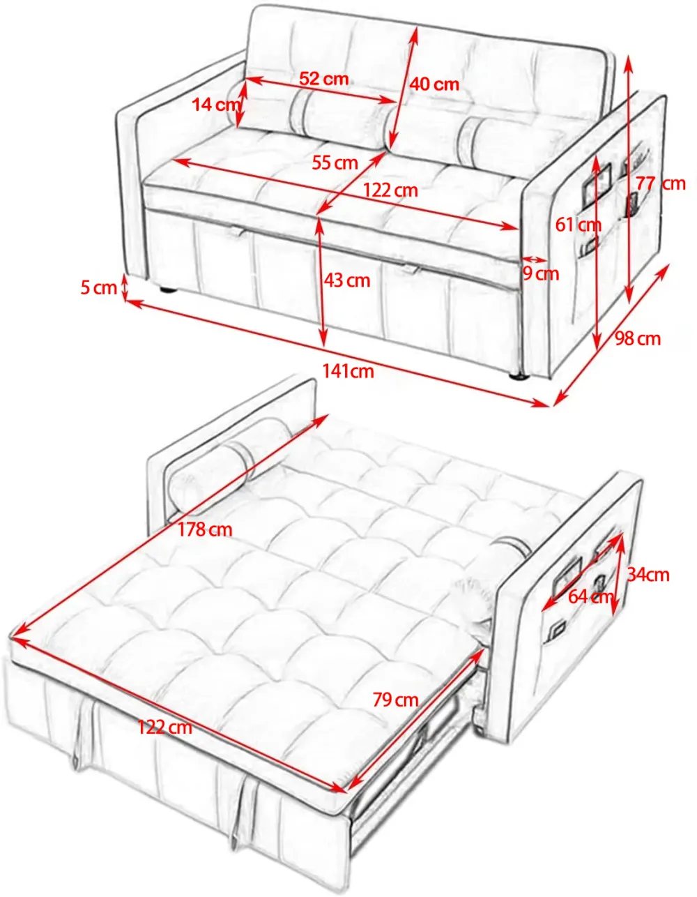 💖Nuevos productos lanzados en 2024🔥 - Sofá cama plegable fácil (3 en 1)