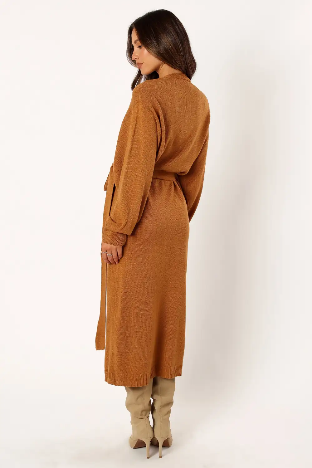 Nova Wrap Knit Midi Dress - Camel