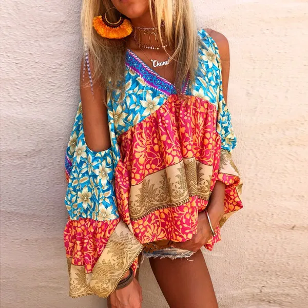 Bohemian Vacation Printed Outfits 685c