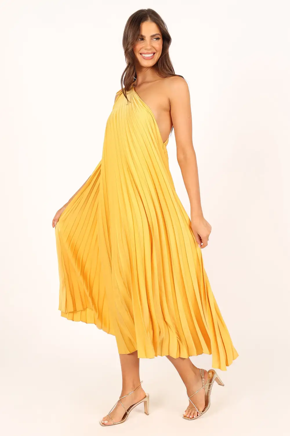 Cali One Shoulder Midi Dress - Saffron