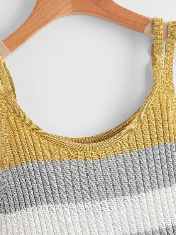 Color Block Rib-knit Cami Top